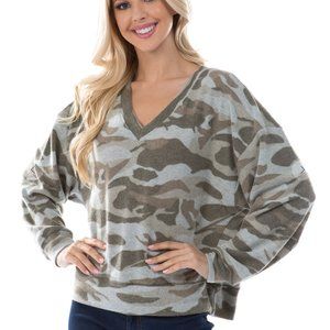 Camo V-Neck Sweatshirt/Loungewear